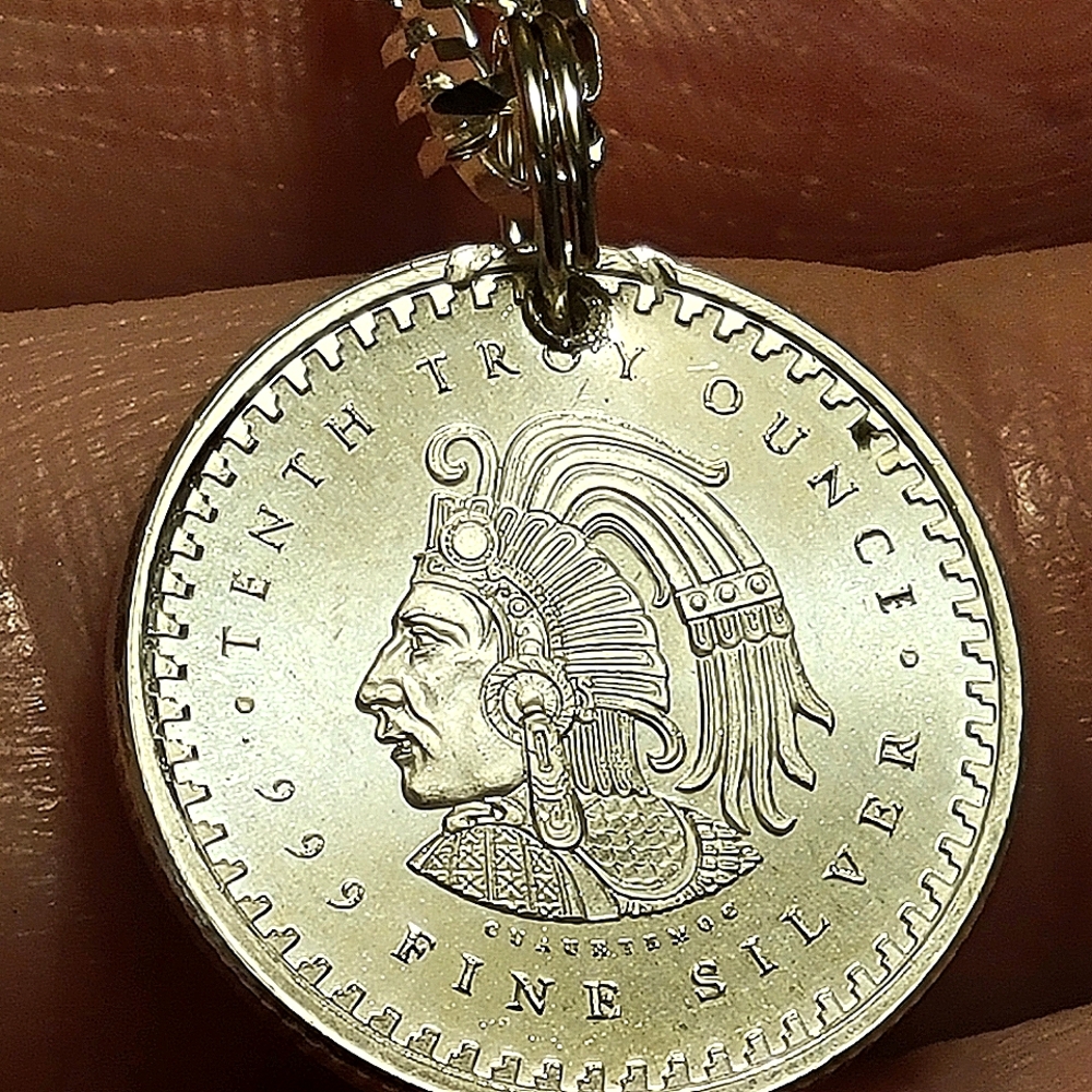 999 Fine Silver Aztec Pendant / Charm - 3.23g - New - 25mm